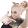 Bald woman posing