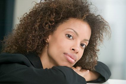 African american woman curly perm