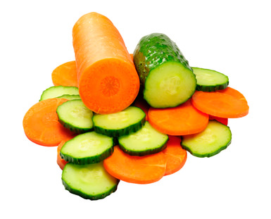 Carrots and cucumbers sliced