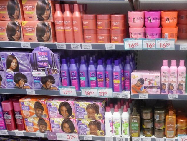 hair relaxers aisle in store