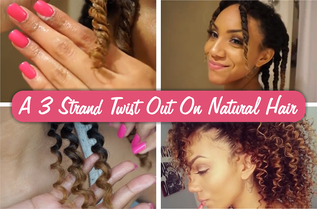 A 3 strand twist out on natural hair