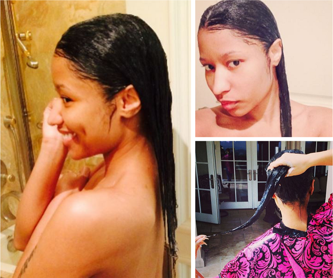 Nicki Minaj Shows Of Her Perm While Taking A Shower