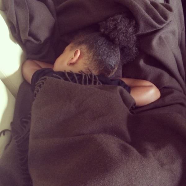 Blue Ivy napping in afro puff