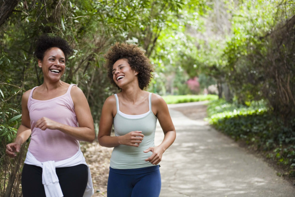 two women jogging