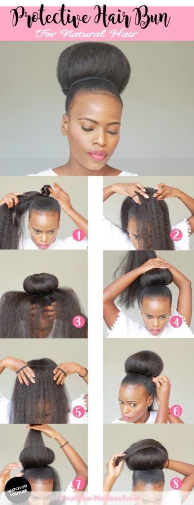 Hair bun protective style for natural hair @mosaiccreations - Black Hair  Information