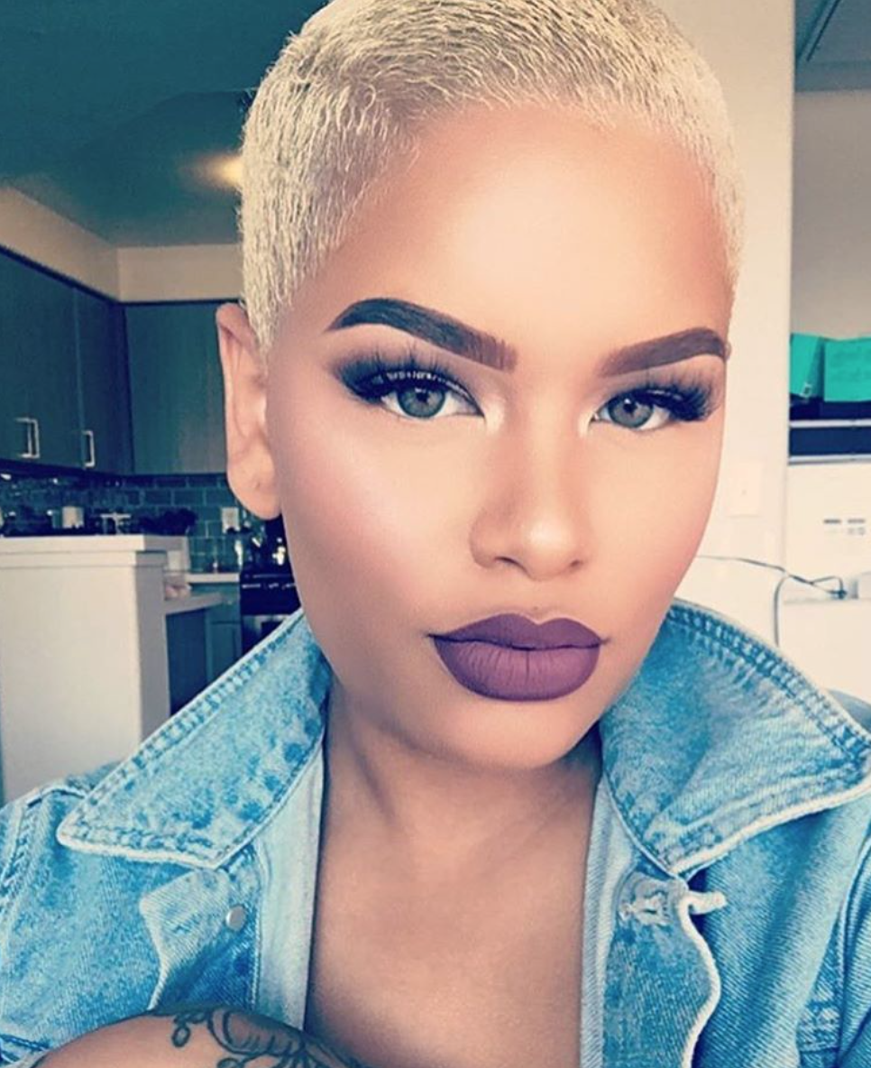 Sleek blonde buzzcut @alissa.ashley - Black Hair Information