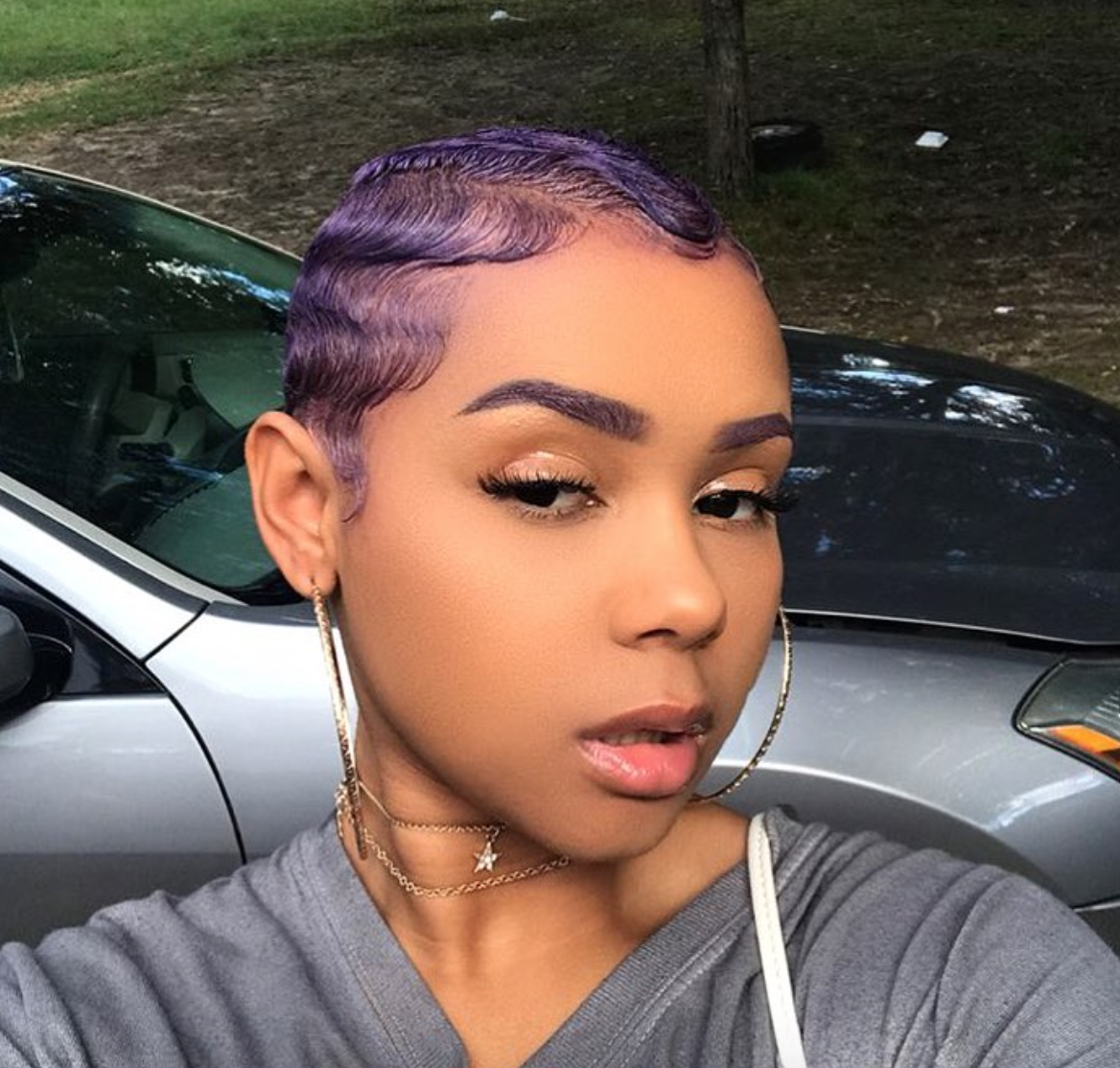 Dope purple finger waves @hypnoticlaadyy - Black Hair 