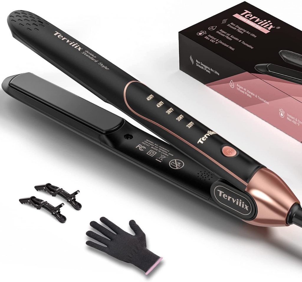 Terviiix Plancha De Cabello Professional 450°F, Non-Snagging Ceramic Flat Iron